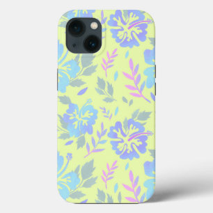 Hibiscus flowers purple blue Yellow pattern iPhone 13 Case
