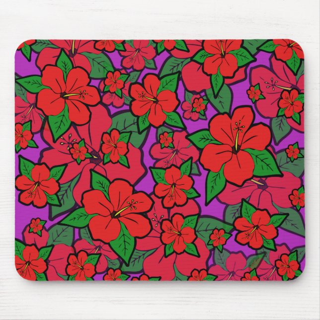 Hibiscus Flowers Purple Mouse Pad (Front)
