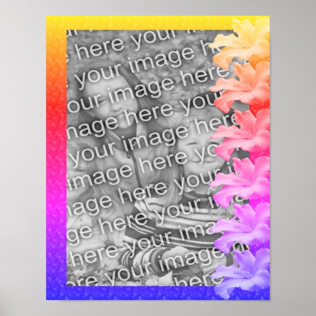 Hibiscus Flowers Rainbow Create Your Own Photo  Poster (Front)
