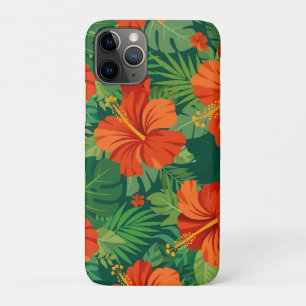 Hibiscus Flowers Red Orange Green Jungle Foliage Case-Mate iPhone Case