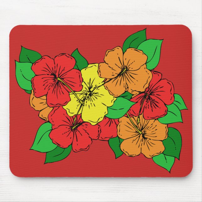 Hibiscus Flowers ROY Mouse Pad (Front)