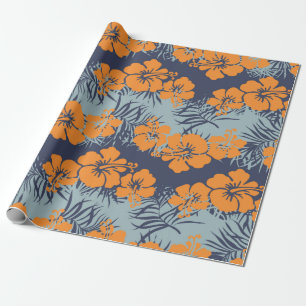 Hibiscus flowers seamless pattern,Vintage floral w Wrapping Paper