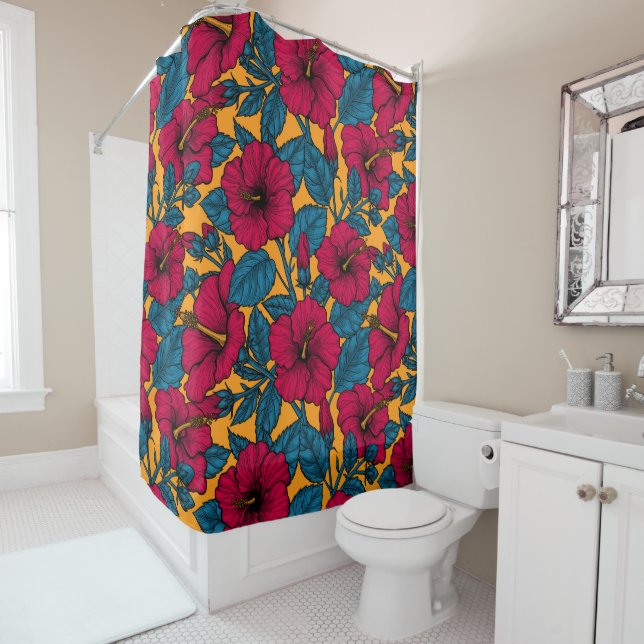 Hibiscus flowers shower curtain (In Situ)
