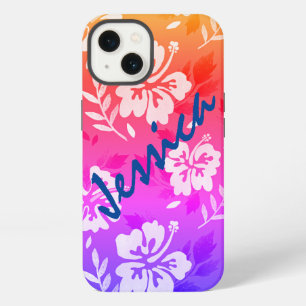 Hibiscus flowers Sunset your name iPhone Case
