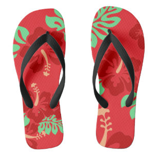 Hibiscus Flowers Ted Tropical Pattern Jandals