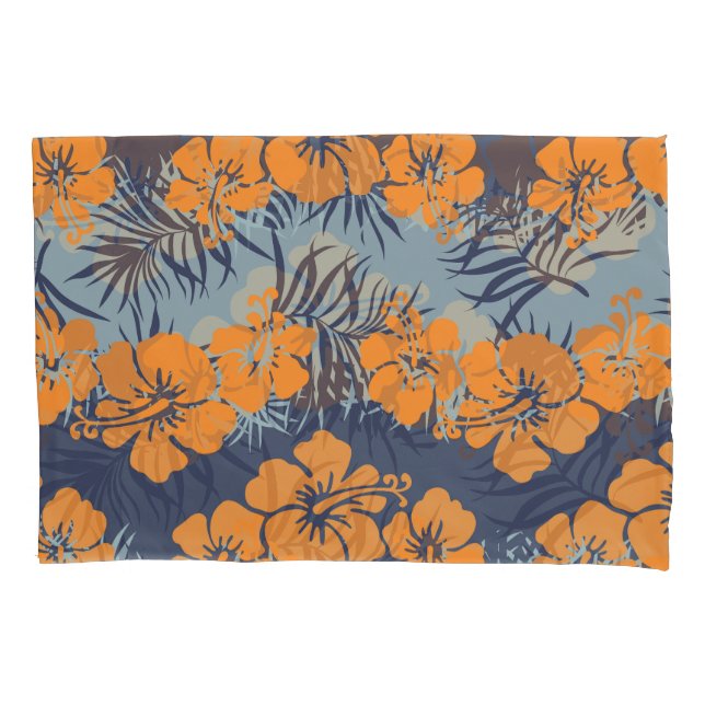 Hibiscus Flowers: Vintage Floral Wallpaper Pillowcase (Front)