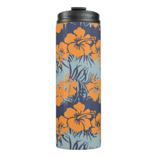 Hibiscus Flowers: Vintage Floral Wallpaper Thermal Tumbler