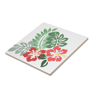 Hibiscus Flowers w/Greens; Style2: Right Facing Tile