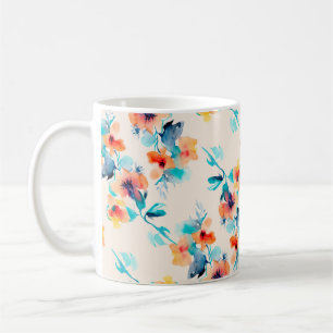 Hibiscus flowers watercolor illustration pattern coffee mug