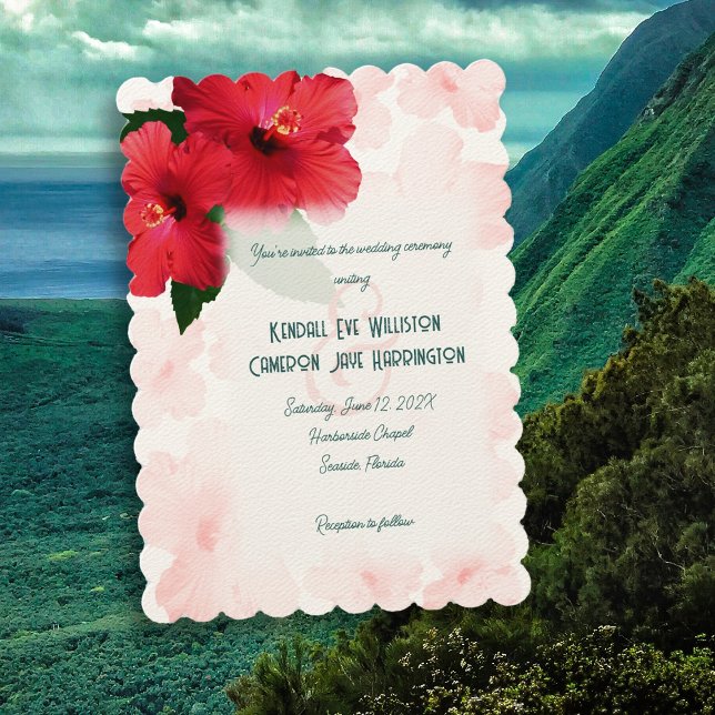 Hibiscus Flowers Wedding Invitation Template (Creator Uploaded)