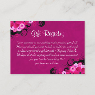 Hibiscus Fuchsia Mini Wedding Gift Registry Enclosure Card
