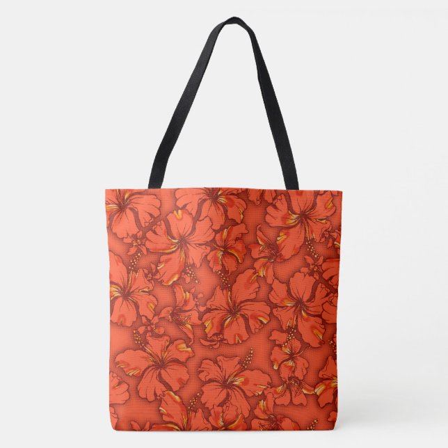 Hibiscus Garden Hawaiian Vintage Floral Beach Bag (Front)
