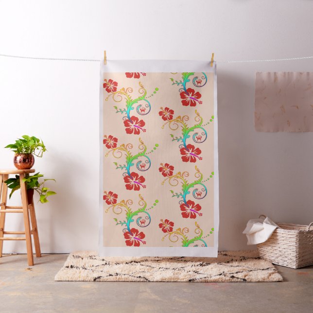 Hibiscus & Gecko Decor + your background colour Fabric (In Situ)