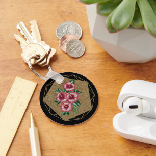 Hibiscus gold key ring