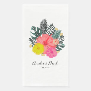 Hibiscus Hawaii Tropical Hand Drawn Floral Wedding Napkin