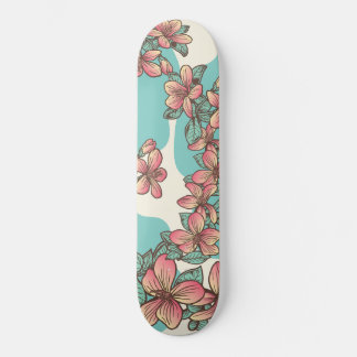 Hibiscus hawaiian flowers aqua teal tropical skateboard