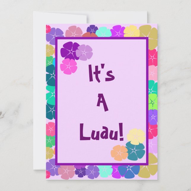 Hibiscus Hawaiian Luau Party Invitations (Front)