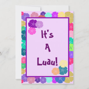 Hibiscus Hawaiian Luau Party Invitations