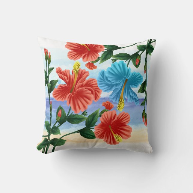Hibiscus Hawaiian Pillow (Front)