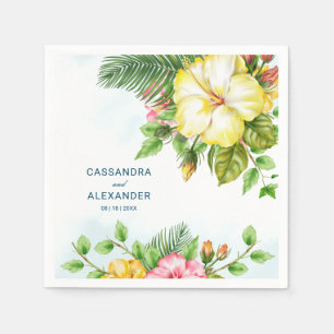 Hibiscus Hawaiian Tropical Floral Wedding Napkin