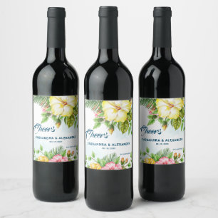 Hibiscus Hawaiian Tropical Floral Wine Label