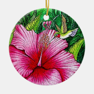 Hibiscus Hummingbird Ceramic Tree Decoration