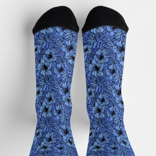 Hibiscus in Purple Pattern   Socks (Top)