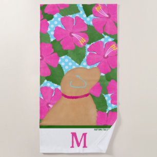 Hibiscus Island Yellow Dog  Beach Towel