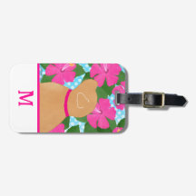 Hibiscus Island Yellow Dog Luggage Tag