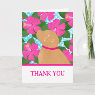 Hibiscus Island Yellow Dog Thank You Folded Card