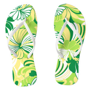 Hibiscus Jungle Hawaiian Tropical Floral Jandals