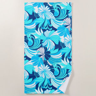 Hibiscus Jungle Hawaiian Tropical Floral - Turq Beach Towel