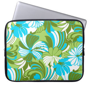 Hibiscus Jungle Hawaiian Tropical Lime Wetsuit  Laptop Sleeve