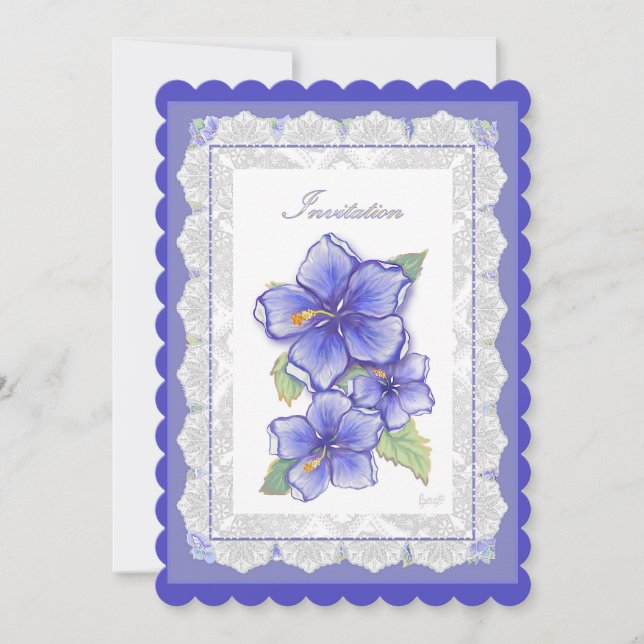 Hibiscus & lace BLUE (Front)