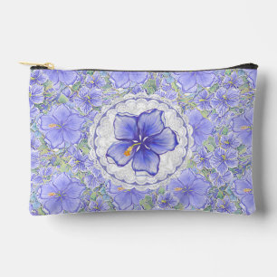 Hibiscus & lace BLUE Accessory Pouch