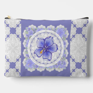 Hibiscus & lace BLUE Accessory Pouch