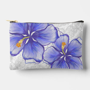 Hibiscus & lace BLUE Accessory Pouch