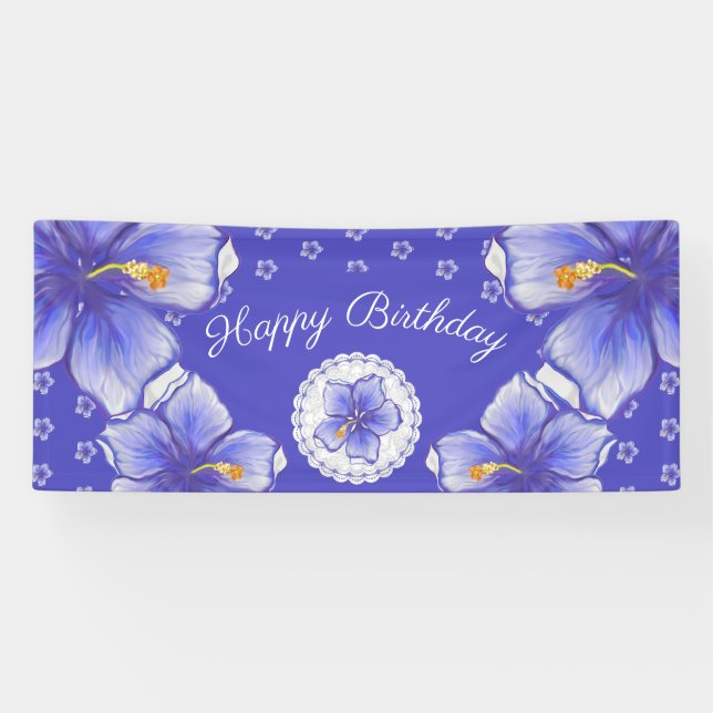 Hibiscus & lace BLUE Banner (Horizontal)
