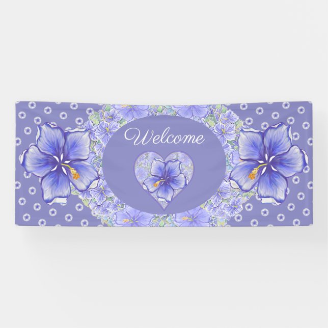 Hibiscus & lace BLUE Banner (Horizontal)