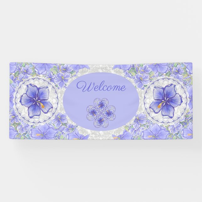 Hibiscus & lace BLUE Banner (Horizontal)