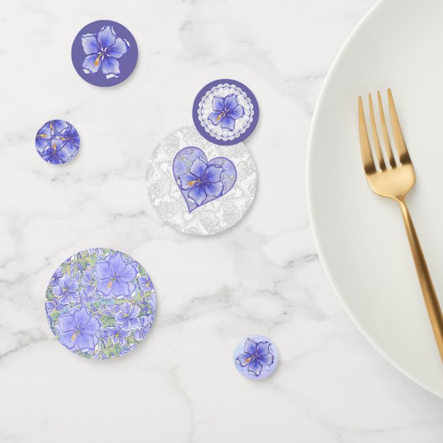 Hibiscus & lace BLUE Confetti (Group)