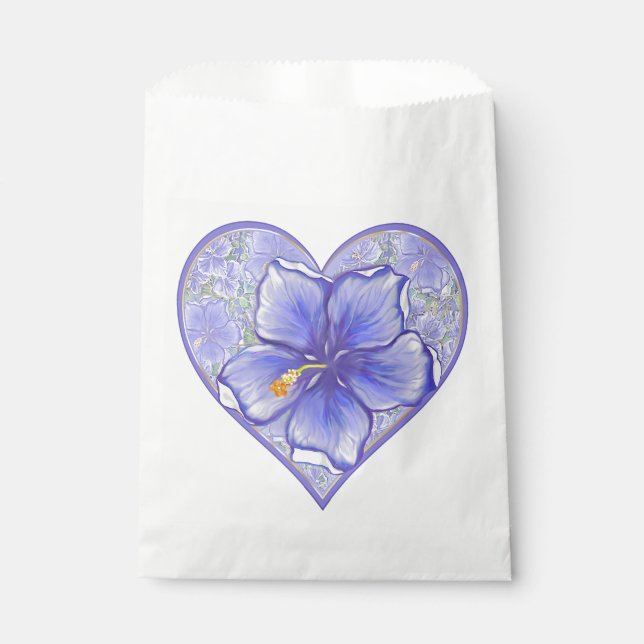 Hibiscus & lace BLUE Favour Bags (Front)
