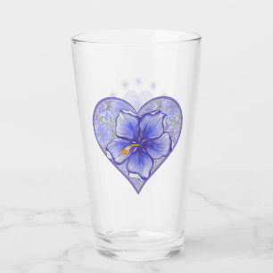 Hibiscus & lace BLUE Glass