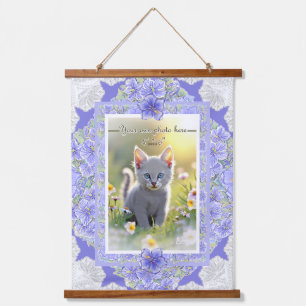 Hibiscus & lace BLUE Hanging Tapestry