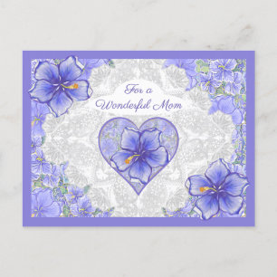 Hibiscus & lace BLUE Holiday Postcard