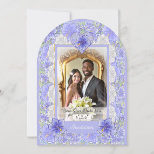 Hibiscus & lace BLUE Invitation
