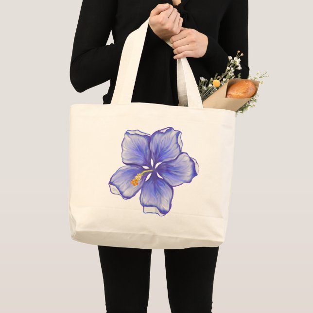 hibiscus & lace BLUE Large Tote Bag (Front (Product))