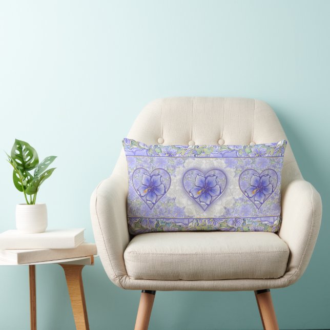Hibiscus & lace BLUE Lumbar Cushion (Chair)