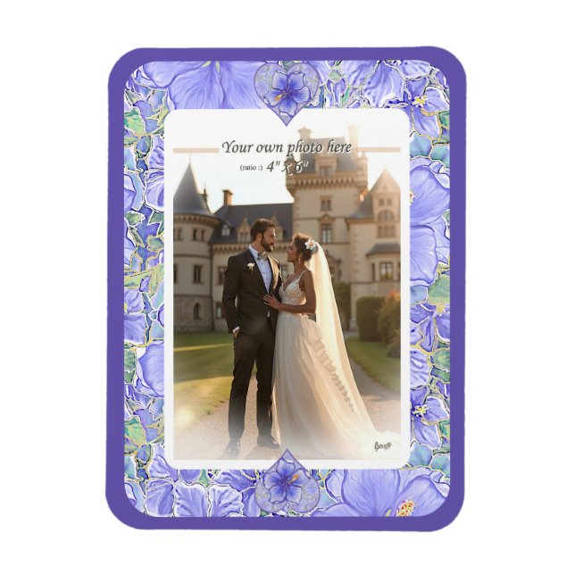 Hibiscus & lace BLUE Magnet (Vertical)