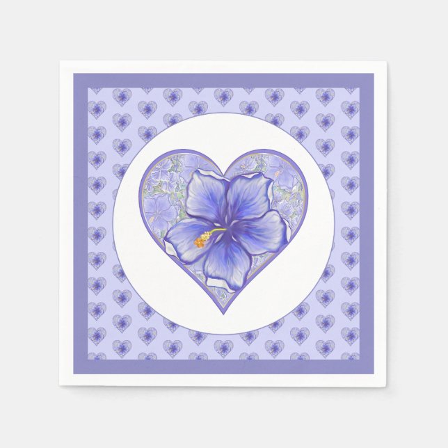 Hibiscus & lace BLUE Napkin (Front)